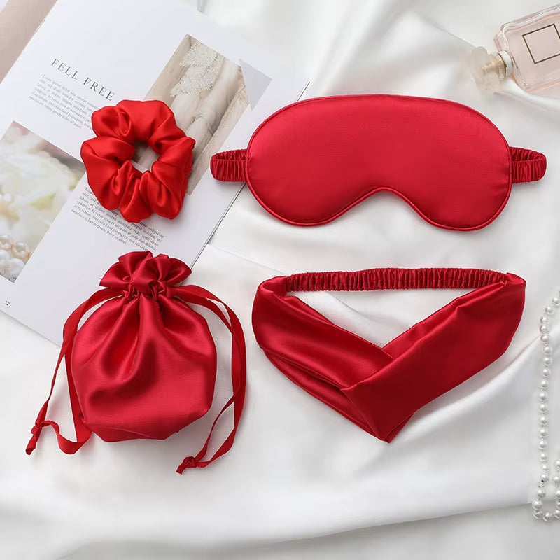 Customize Box Set Hair Scrunchies Band Two/Three/Four Pieces Travel Portable Sleeping Eye Mask Set for Travel and Gift