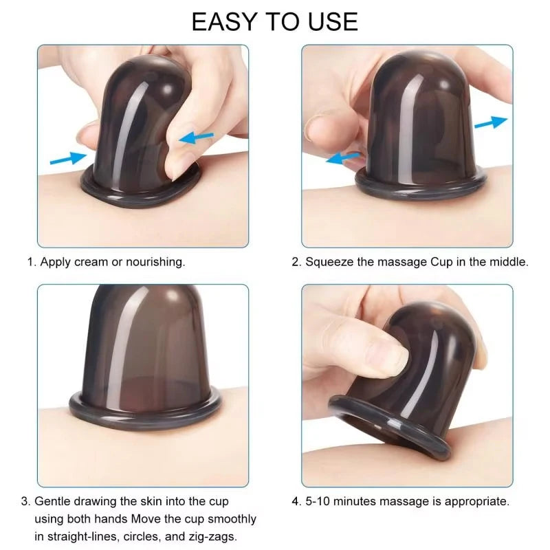 Ventouses sous vide en Silicone, bocaux de Massage Anti-Cellulite, ventouses faciales, lifting du visage et du cou, grattage de la peau, Guasha, Anti-rides