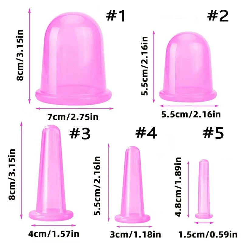 Ventouses sous vide en Silicone, bocaux de Massage Anti-Cellulite, ventouses faciales, lifting du visage et du cou, grattage de la peau, Guasha, Anti-rides