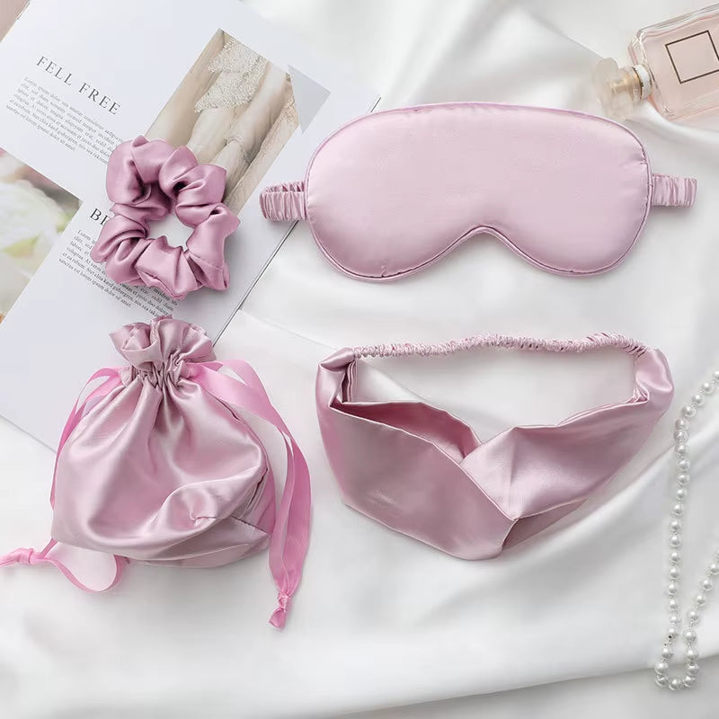 Customize Box Set Hair Scrunchies Band Two/Three/Four Pieces Travel Portable Sleeping Eye Mask Set for Travel and Gift