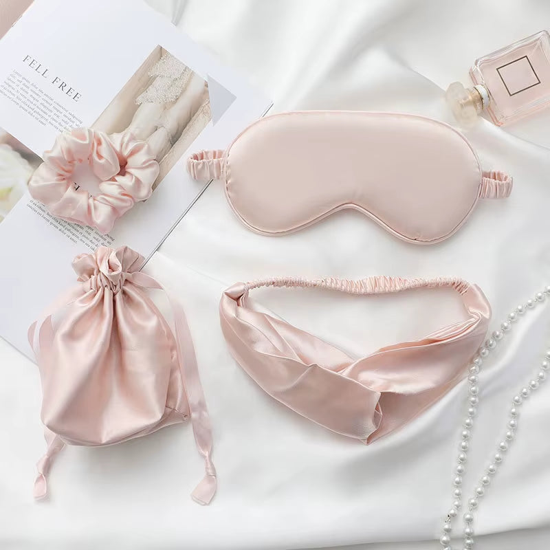 Customize Box Set Hair Scrunchies Band Two/Three/Four Pieces Travel Portable Sleeping Eye Mask Set for Travel and Gift