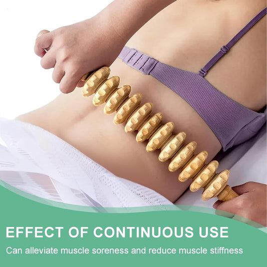 Rouleau Massage Bois anti Cellulite Masseur Maderotherapie Appareil Rouleau De Massage Avec Poignée Pour Tout Le Corps Bâton De Massage Musculaire Drainage Lymphatique (43 Cm)