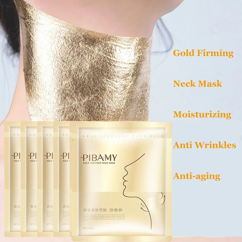 Masque de cou raffermissant doré, hydratant, Anti-rides, Anti-âge, soins de la peau, beauté, produits de soins pour la peau