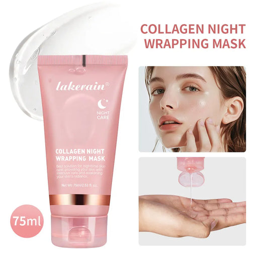 Masque d'enveloppement de nuit au collagène, soin d'hydratation élastique, relâchement et tactique, collagène hydrolysé pour peau brillante