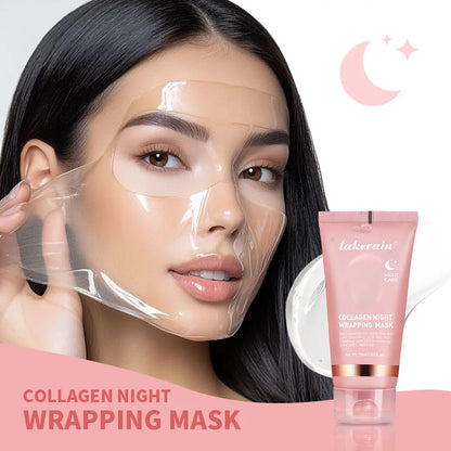 Yanerain-Masque d'enveloppement de nuit au collagène, soin d'hydratation élastique, relâchement et tactique, collagène hydrolysé pour peau brillante