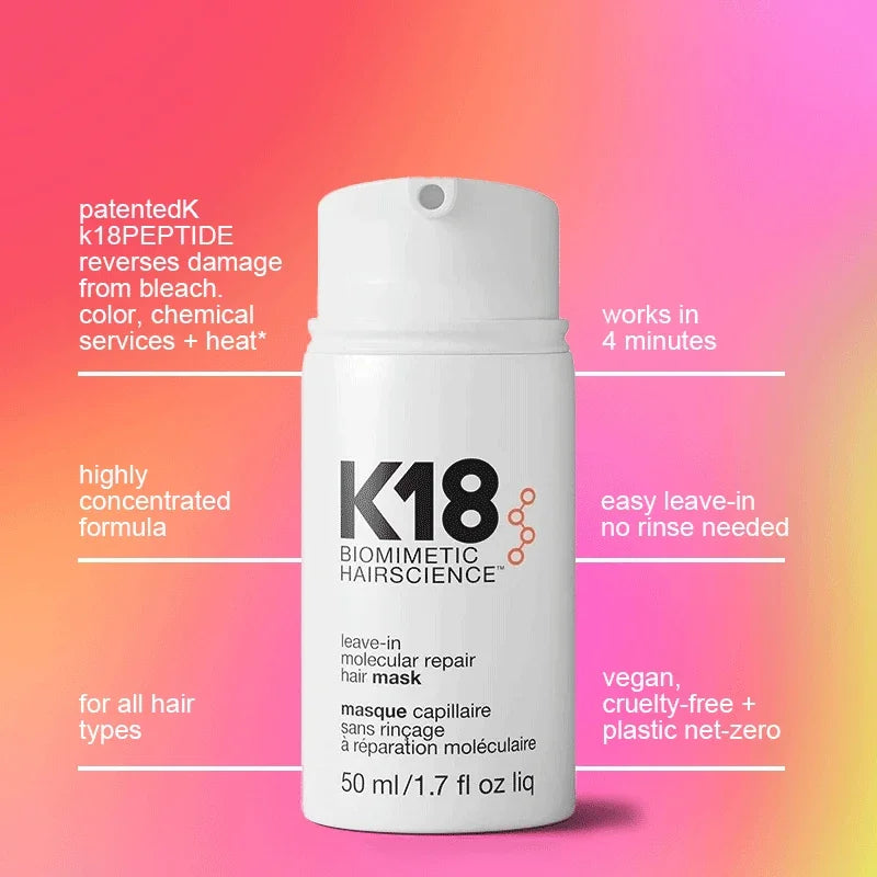 K18 réparation masque capillaire, réparation réduction des cheveux endommagés