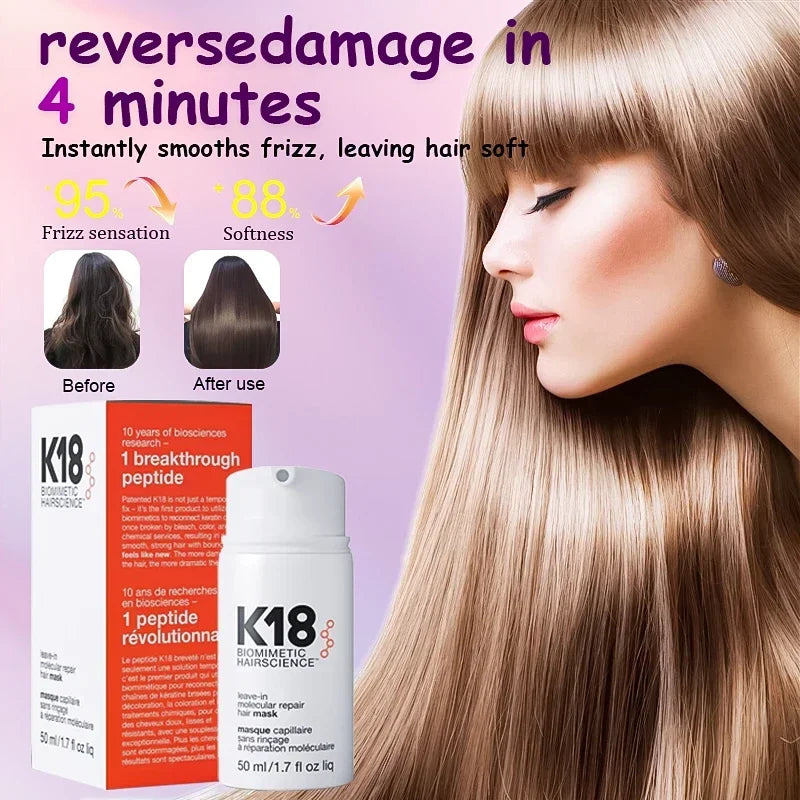 K18 réparation masque capillaire, réparation réduction des cheveux endommagés