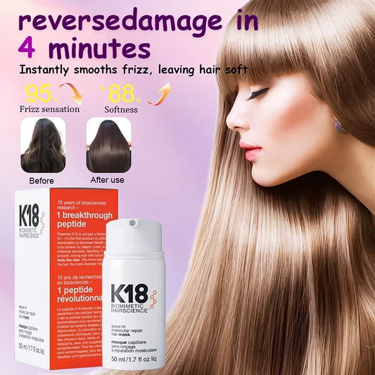K18 réparation masque capillaire, réparation réduction des cheveux endommagés